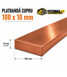 Platbanda cupru 100 x 10 mm – lungime 4 metri – EN Cu-ETP